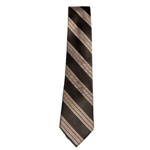 Mens J. Ferrar Black and White Striped Tie